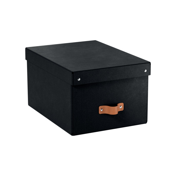 4002432136476 - Puro Aufbewahrungsbox mit Deckel mittel 17L 100% recycelter Karton 2er-Pack Schwartz