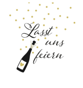 Motivservietten Atelier 1211-26011, mehrfarbig / Sektflasche/Spruch, 3-lagig, 33x33cm