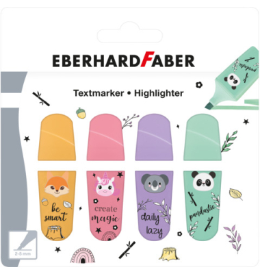 Textmarkeretui 4ST Mini Animal Pastell