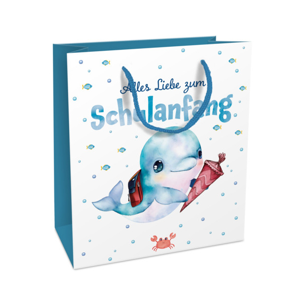 8 Stück Braun und Company Geschenktasche 1502-25452, Schulanfang Delfin, 180mm x 210mm 4014995812025 Braun und Company