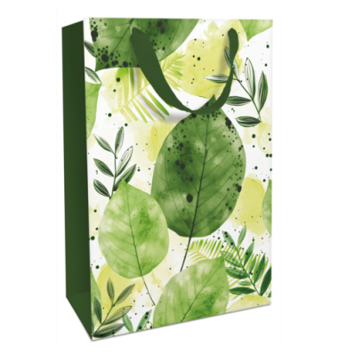 Geschenktragetasche Bl&auml;tter gr&uuml;n