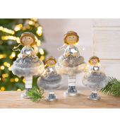 Weihnachtlicher Engel LED grau sortiert