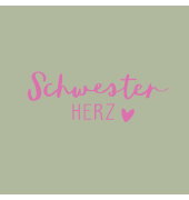 Motivservietten 212049, graugr&uuml;n/rosa / Schwester Spruch, 3-lagig, 33x33cm