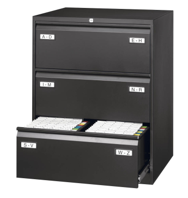 H&auml;ngeregistraturschrank CDF3633 Light, schwarz, 3 Schubladen, 2-bahnig