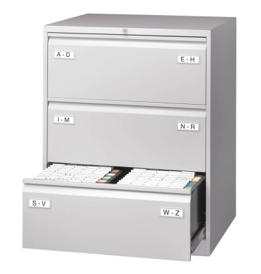 H&auml;ngeregistraturschrank CDF3645 Light, lichtgrau, 3 Schubladen, 2-bahnig