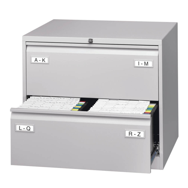 BISLEY Light Hängeregistraturschrank, doppelbahnig, DIN A4, 2 HR-Schubladen, Metall, 645 Lichtgrau, 62.2 x 80 x 71.1 cm