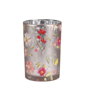 Windlicht Blumen Glas bunt