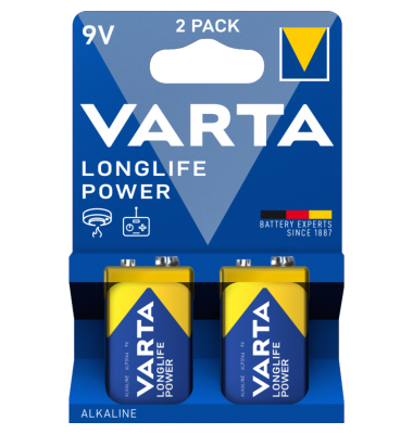 Batterie Longlife Power, 9V-Block / E-Block / 6LR61, 9 Volt