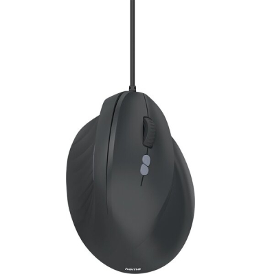 Ergonomische Vertikalmaus ECM-500R, kabelgebunden, 7 Tasten, Scrollrad, für Rechtshänder, schwarz