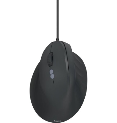 Ergonomische Linkshänder-Maus ECM-500L, kabelgebunden, 7 Tasten, Scrollrad, für Linkshänder, schwarz