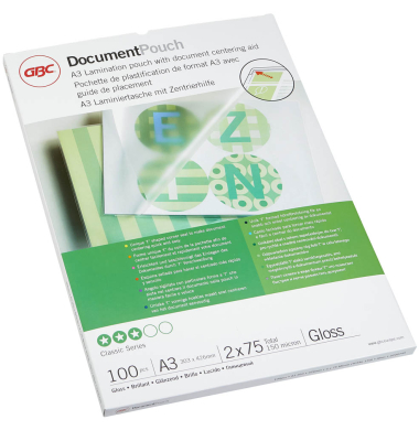 Laminierfolien EZ-In Document Pouch Classic 3200745, A3, 303x426mm, 75mic, gl&auml;nzend
