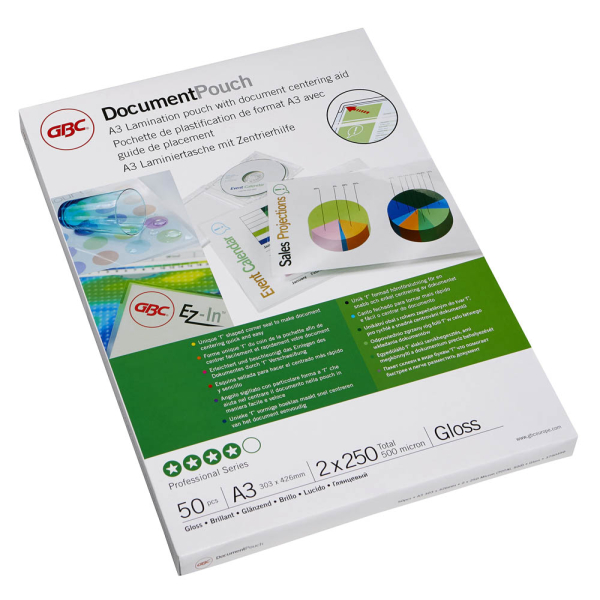 0033816030923 - Laminierfolien EZ-In Document Pouch Professional 3740450 A3 297x420mm 250mic glänzend 0033816030923 GBC
