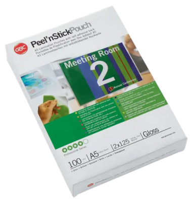 Laminierfolien Peel'nStick Pouch Professional 3747244, A5, 154x216mm, 125mic, gl&auml;nzend, selbstklebend