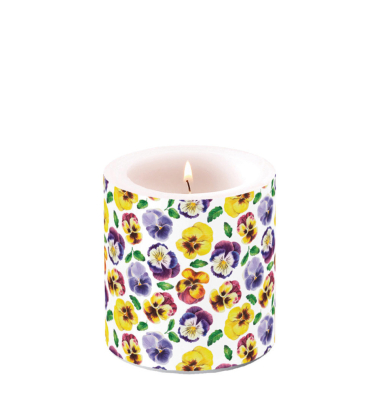 Fr&uuml;hj. Kerze 9cm Stiefm&uuml;tterchen