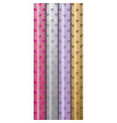 Geschenkpapier 33053 676271, Herzen, farbig sortiert