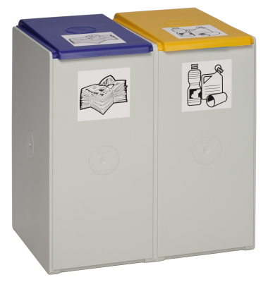 Abfallsammelsystem, 2x40 Liter, PolystyrolTragegriff Deckel Einsatz Griffrand