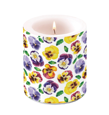 Fr&uuml;hj. Kerze 10cm Stiefm&uuml;tterchen