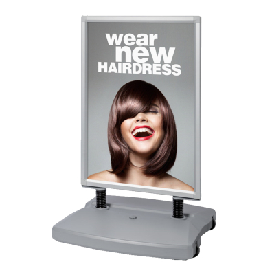 Kundenstopper Windtalker WTR70X100, Din B1, Din B1, Klemmprofiltechnik, silber