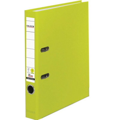 Ordner, DIN A4, PP, 50 mm, schmal, auswechselbares R&uuml;ckenschild, neongr&uuml;n