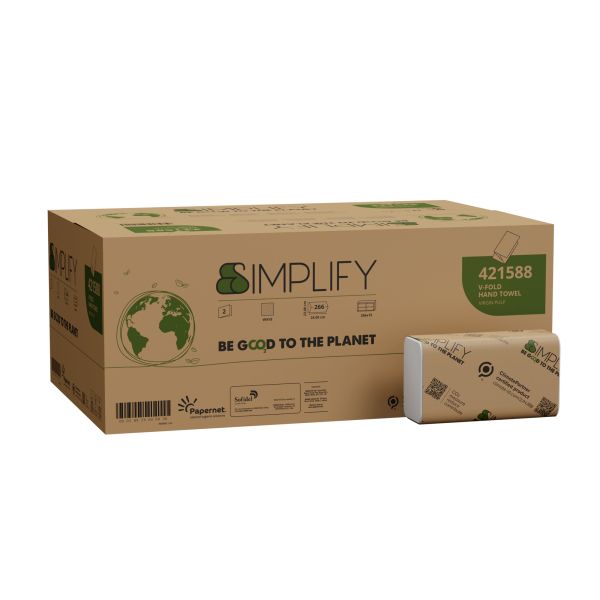 8024929000035 - Falthandtücher Simplify 421588 21x23cm 2-lagig Zickzack (V-Falz) weiß Tissue 8024929000035 3990 Blatt