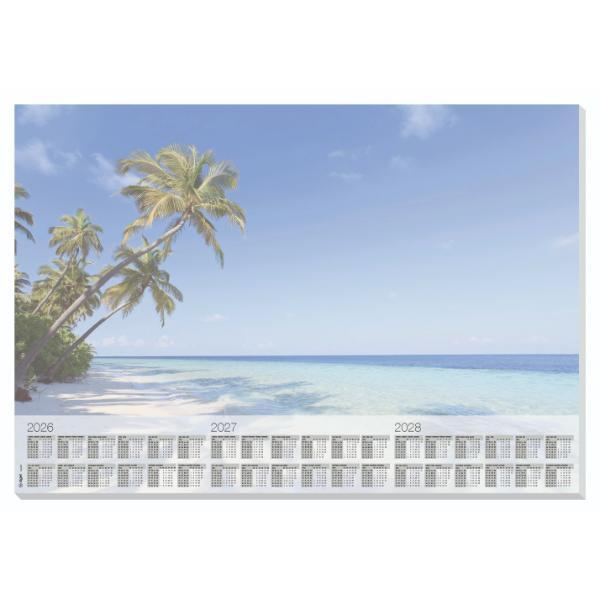 4004360767135 - SIGEL Schreibtischunterlage Beach 2026 2027 208 blau Papier 595 x 410 cm 30 Blatt