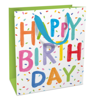 Geschenktasche 1542-26017, Geburtstag, mit Trageband, &bdquo;Happy Birthday&ldquo;, 18cm x 21cm