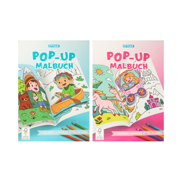 6 Stück Stylex Malbuch Pop-Up A4 2fach sortiert 4044186771671 Stylex