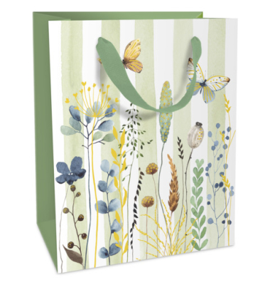 Geschenktragetasche Blumenwiese gr&uuml;n
