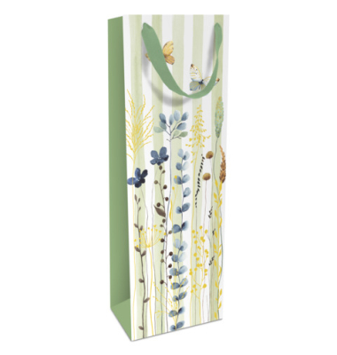 Flaschentragetasche Blumenwiese gr&uuml;n