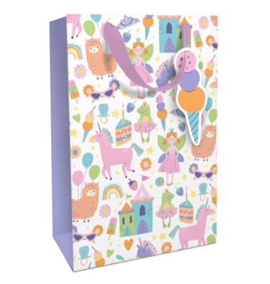 Geschenktragetasche Kind Girly buntlila