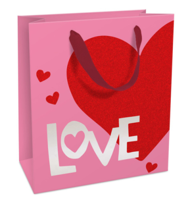 Geschenktasche 1592-26103, Liebe, mit Trageband, Liebe / Herz, 18cm x 21cm