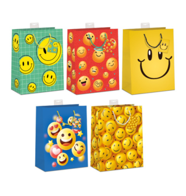 Geschenktragetasche Smiley sortiert