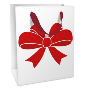 Geschenktragetasche Schleife rotwei&szlig;