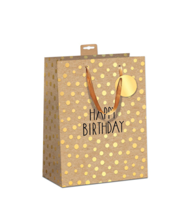 Geschenktragetasche Geburtstag braungold