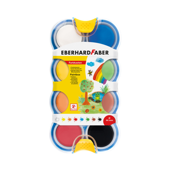 Eberhard Faber Farbkasten Mini Kids, 577009, Wasserfarbe, 8 Farben, farbig sortiert 4087205770095 Eberhard Faber