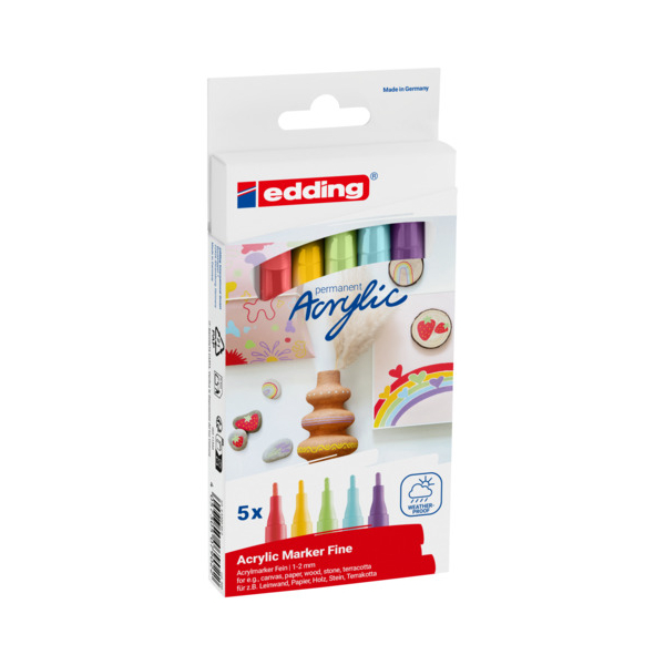 edding 5300 Acrylstifte-Set farbsortiert 1,0 - 2,0 mm, 5 St.