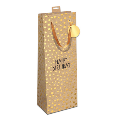Flaschentragetasche Geburtstag braungold