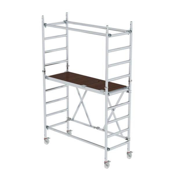 MUNK Günzburger Steigtechnik 115601 Guenzburger Steigtechnik Aluminium Gerüst klappbar fahrbar Arbeitshöhe (max) 36 m Silber 50 kg