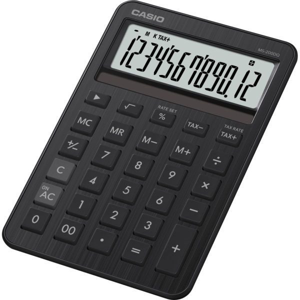 Casio Tischrechner anzeigend MS-200 DQBK schwarz, 12 Stellen, Solar/Ba