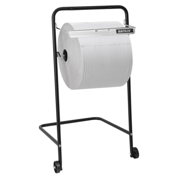 6414301054909 - Werkstattständer 54909 für Putztuchrollen schwarz mobil- fahrbar mit Abrissmesser 6414301054909 Katrin