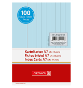 Karteikarten 102270130 blau A7 liniert 190g 