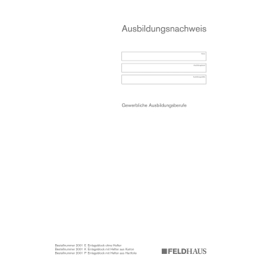 Ausbildungsnachweis 2001 K Einlageblock mit Kartonhefter