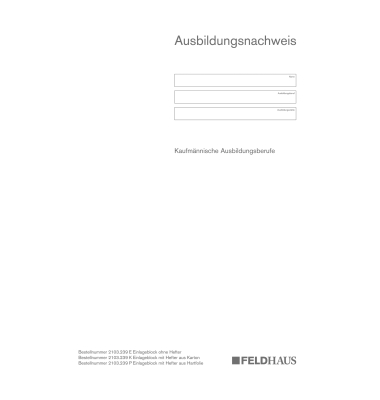 Ausbildungsnachweis Einlageblock ohne Hefter