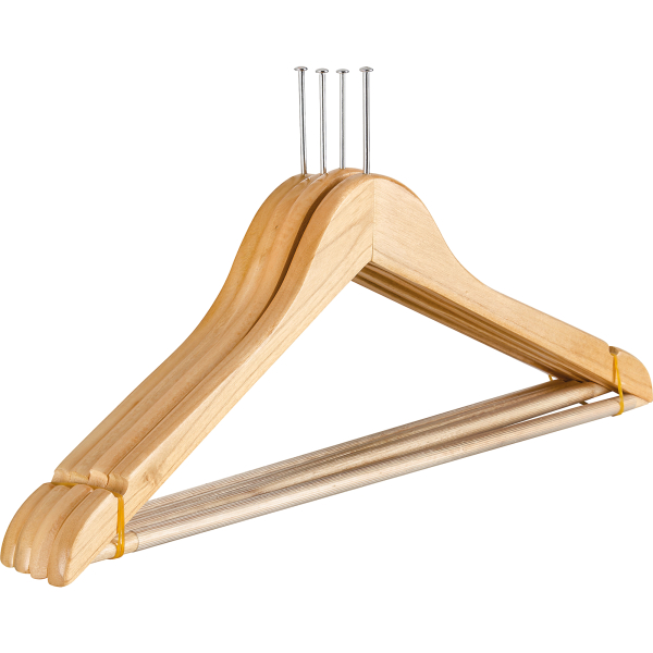 4008838226681 - Kleiderbügel WENKO Modell Hotel braun B45cm H235cm T12cm Holzwerkstoff Kleiderbügel aus Holz mit Metall-Sicherungsring für jeden Kleiderbügel