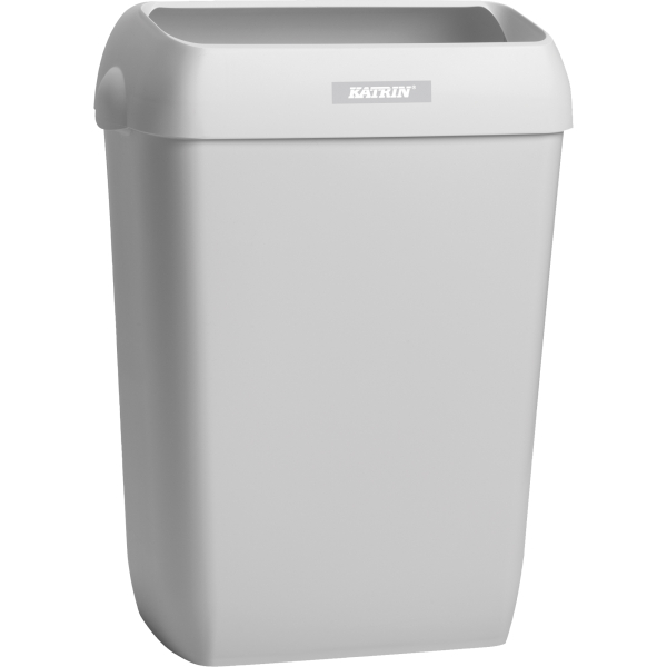 6414301011223 - KATRIN Abfallbehälter mit Deckel 50 Liter Abfalleimer aus Kunststoff mit optionaler Wandhalterung Maße (H x B x T) 550 x 330 x 230 mm weiß