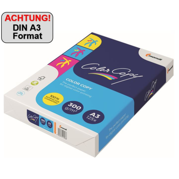 9003974418872 - Mondi Color Paper DIN A3 Druckerpapier 300 g m2 Glatt Weiß 125 Blatt