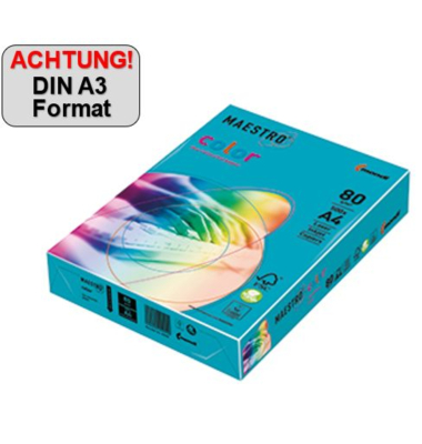 Kopierpapier Color Intensiv 9417-AB48B80B wasserblau A3 80g