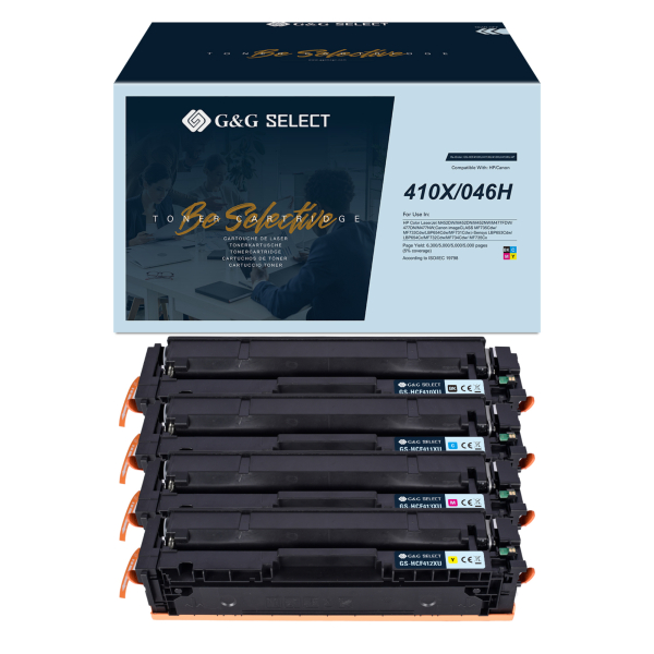 G und G Toner GSHCF410XU4P, schwarz/cyan/magenta/gelb, ca. 6300 Seiten schwarz, ca. 3 x 5000 Seiten farbig 6942383125298 G und G 4 Stück