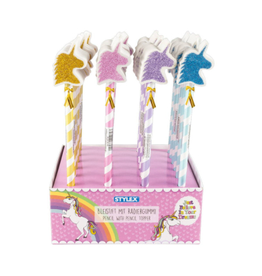 Bleistift mit Radiergummi-Topper Einhorn