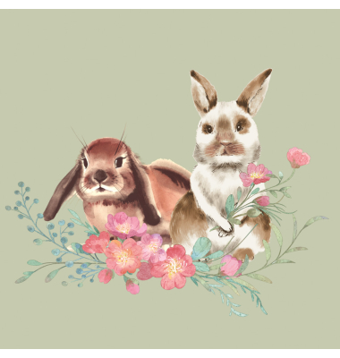 Osterservietten 211729 / Ostern/Hasen und Blumen, 3-lagig, 33x33cm